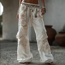 European Size Versatile And Comfortable Halloween Women's Cotton-Linen Casual Wide-Leg Pants, Digital Print, Loose And Versatile - CKU-UTYEW43 - Xem 8