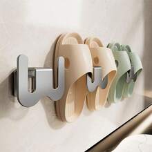 1/2Pcs Punching-Free Wall-Mounted Slipper Rack Bathroom And Toilet Wall Drain Slipper Storage Hook Shelf Practical Shoe Holder - View 3