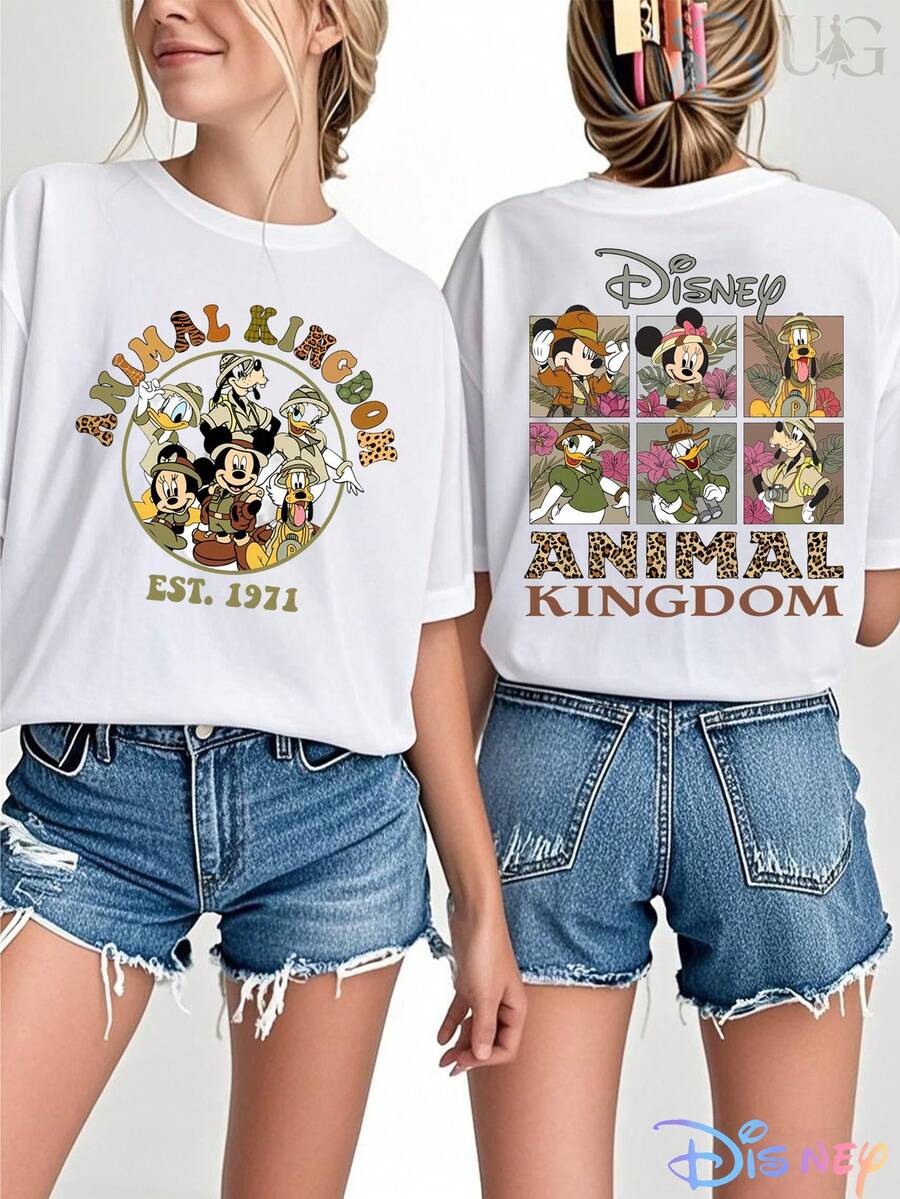 Disney Mickey & Mickey Mouse And Friends Graphic T-Shirts Disney Officially Printed Women's Short Sleeved T-Shirt, Suitable For Casual Shirts In Spring And Summer Seasons, Is The Best Choice For Gift Giving - 白色 - 查看 1