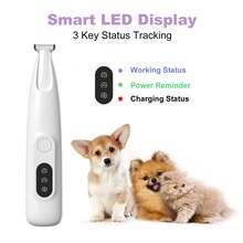 Conduroma Rechargeable Pet Nail Trimmer For Dogs & Cats - Low Noise Pet Clipper Scissors With LED Light, 18mm Wide Blade For Trimming Nails, Eyes, Ears And Face - White - View 7