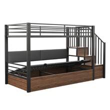 Iron Loft Bed, 90 X 200 Cm, Padded Backrest In Soft Polyurethane, Hydraulic Function, Safety Ladder, High Safety Rail, Bunk Bed, Children's Bed, Black - Black + Medium Density Fiberboard + Metal - View 8
