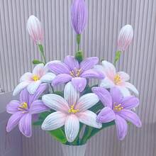 362朵百合花套装，粉色和紫色，含毛根花茎、花茎和胶带，适合婚礼和母亲节礼物，DIY百合花毛根制作套装 - 百合花 - 查看 8