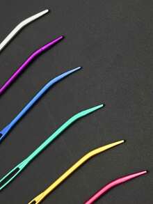 2支装毛衣缝纫针，粗弯针，大眼针，编织针，手工缝纫针 - 红色、蓝色、绿色、银色、紫色、橙色 - 鋁大眼彎頭手縫針 - 查看 1