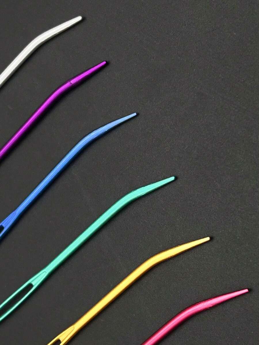 2支装毛衣缝纫针，粗弯针，大眼针，编织针，手工缝纫针 - 红色、蓝色、绿色、银色、紫色、橙色 - 鋁大眼彎頭手縫針 - 查看 1