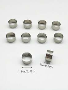 [10pcs] Gold & Silver Adjustable Metal Thimbles, Open Design Anti-Slip Finger Protector, Suitable For Hand Sewing, Embroidery And Home Mending, Practical Sewing Tool - Thimble - View 13