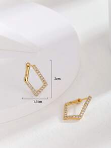 1 Pair Minimalist Versatile Geometric Zirconia Stud Earrings, Elegant Daily Wear Design For Women - Multicolor - View 3