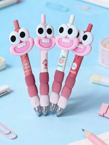 4pcs Cute Big Mouth Big Eye Funny Plush Pen, High-Quality Black Ink Ballpoint Pen For Students And Exams - Kasuga Momo - View 5