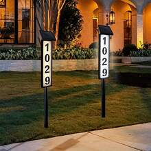 2pcs Outdoor Solar Mailbox Light With Pole, Dual-Mode Design, 1200Mah,Easy Installation, LED Address Sign For Home And Mailbox, Modern Lighting Technology, Glow-In-The-Dark Numbers, A Must-Have For Homeowners - Đèn số nhà năng lượng mặt trời nâng cấp - Xem 3