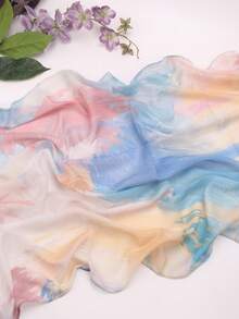 Luxury Digital Print Hijab - Abstract Contrast Artistic Scarf & Beach Sarong, Silky Large Shawl & Versatile Summer Wrap For Women, 180x70cm - Multicolor - View 22