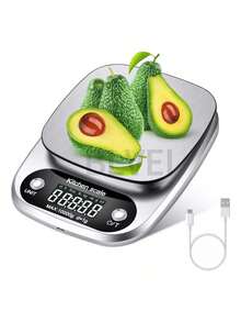 Balanza de gramos digital recargable de alta precisión 1g/10kg - Plateado - Ver 1