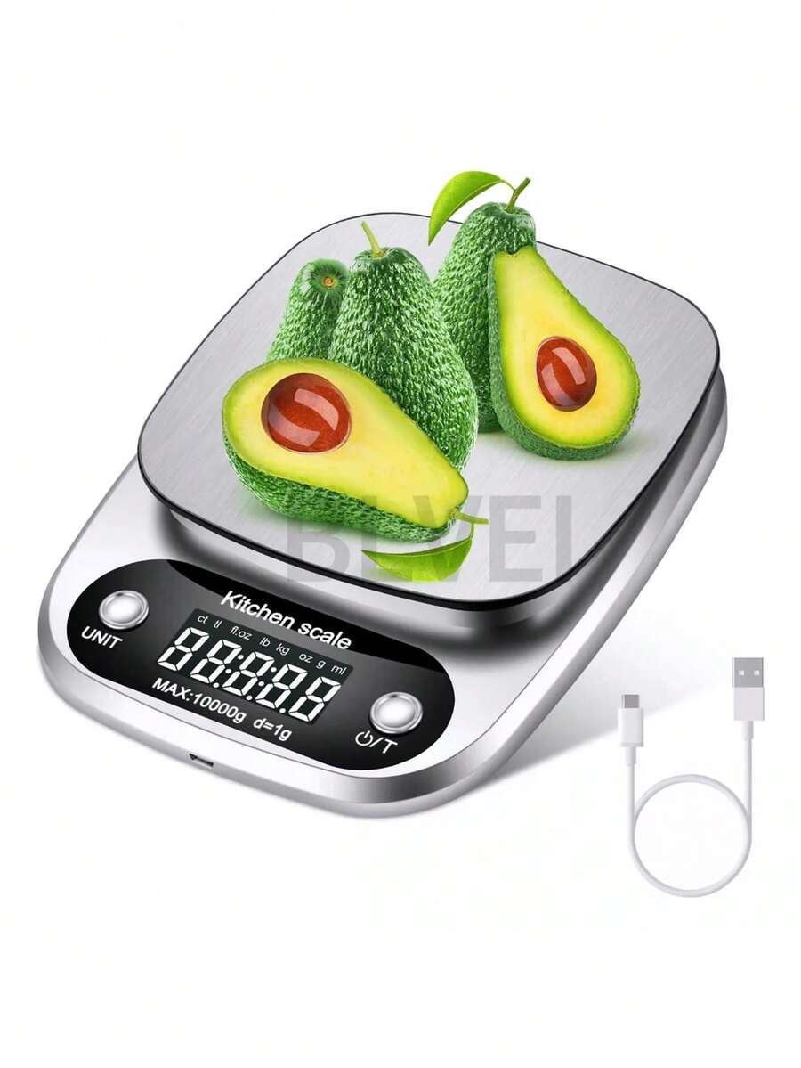 Balanza de gramos digital recargable de alta precisión 1g/10kg - Plateado - Ver 1