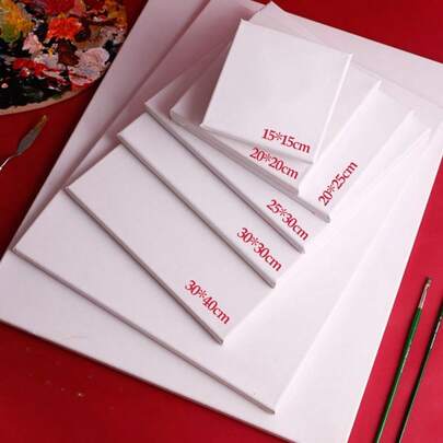 1 pieza Lienzo estirado, Lienzo blanco en blanco apto para pintura al óleo, acrílico, acuarela y manualidades
