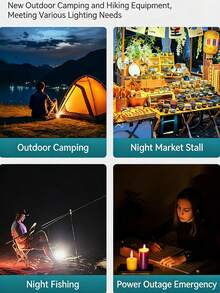 1pc LED Camping Light, Portable Hanging Tent Light, Digital Battery Display Type-C Rechargeable Waterproof Outdoor Lantern, Suitable For Camping, Fishing, Yard, BBQ, Emergency - 1PC - View 10