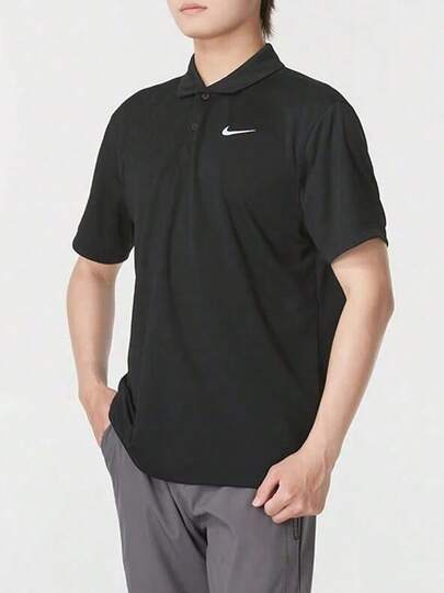  Áo Polo Tennis Nike Dri-Fit màu trơn, cài khuy bấm, dành cho nam