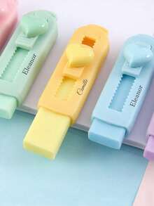 1/5pcs Customized Creative Cute Cartoon Girl Heart-Shaped Slide Eraser, Personalized Clean Erasing Without Crumbs, Suitable For New Semester School Supplies, Customized Anti-Loss Eraser, School Correction Supplies - Multicolor - View 4