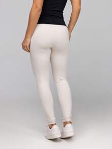 Women's Basic Fitness Leggings In Polyamide, Navy Blue And Gray, Intense Lot Fitness Collection - Sand - View 3