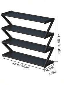 4-Tier Z-Shaped Shoe Rack, Durable Plastic Independent Storage Boxes, Curved Design, Multi-Function Storage Rack, Easy Assembly Freestanding Shoe Rack, No Tools Required, Compact Design, Suitable For Living Room Or Dorm, Stackable And Space-Saving, Shoe Boxes, Vertical Shoe Rack - Multicolor - View 4