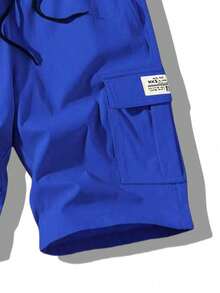 Quần short cargo nam kiểu dáng thường ngày, nhiều màu sắc, chất liệu polyester, dây rút eo, dây đeo vai điều chỉnh được, cạp chun co giãn, nhiều túi, lý tưởng cho phòng tập thể dục, có thể giặt được, quần short thể thao mùa hè, vải bền, quần jogger, món quà hoàn hảo cho bố và bạn trai nhân dịp tựu trường, Giáng sinh. - Màu xanh lam - Xem 7