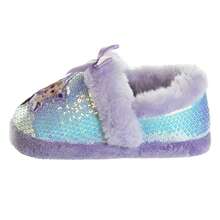 Disney Frozen Anna And Elsa Slippers For Girls Dual Size Cozy Comfort Slip On House Shoes (Toddler Sizes 5-10 / Little Kid Sizes 11-12) - Purple - View 4