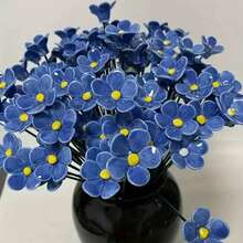 3/8pcs Handmade Ceramic Forget-Me-Not Flowers. Fade-Resistant And Timeless Indoor/Outdoor Home Decor. Ideal Gift For Valentine's Day, Christmas, And Mother's Day. Also Suitable For Holiday Decoration, Interior Design, And Artistic Home Arrangement. - Multicolor - View 8
