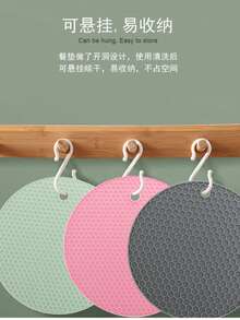 1Pc Silicone Heat Insulation Pad, Non-Slip Silicone Heat Insulation Pad, Kitchen Anti-Scald Heat Insulation Pad, Hot Dish Insulation Pad, Table Mat, Table Mat, Cup Mat, Non-Slip And Easy To Clean, Hanging Design Available, Suitable For Hot Pot Cookware, Bowls, Kitchen Countertops, High Temperature Resistant - View 4