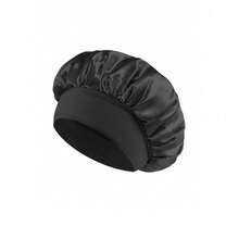 2pcs/1pc Silk Sleep Cap, Satin Hair Cap, Women Wide Brim High Elasticity Cap, Charmeuse Sleep Cap, High-End Satin Hair Care Cap, Curly Hair Silk Headband (Black & Gold) - 彩色 - 查看 10