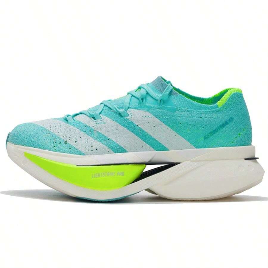 Adidas ADIZERO PRIME X3 STRUNG Comfortable Lace-Up Running Shoes, Marathon Racing Shoes, 7mm Midsole Drop, JR2598 - Sparkling Blue/White Metallic/Bright Lemon Yellow - View 1