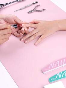 1 tấm lót bàn làm móng dày, chống thấm nước và chống trượt, thích hợp cho tiệm nail và sử dụng tại nhà, vệ sinh khu vực làm đẹp, tự làm sản phẩm nail, dụng cụ làm móng. - Nhiều màu - Xem 2