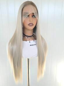 13"X4" High Density 180% Straight Blonde Lace Front Wig For Women - Pre-Plucked, Heat Resistant Fiber, No Glue Set - Multicolor - View 7