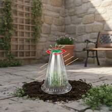 10个耐用塑料植物罩，配20个地钉，绿色透明，适用于室内外园艺，保护幼苗免受鸟类和霜冻侵害，促进健康生长，易于安装且可重复使用。 - 圓底 - 查看 9