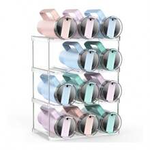 Organizador de Botellas Apilable Estante de Almacenamiento de Botellas de Agua Porta de Vino 4 Capas Acomodar 12 Botellas Adecuadas para Gabinetes Cocinas Gabinetes de Vino Tiendas. - Transparente - Ver 7