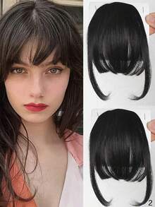 可修剪浅棕色刘海假发片，合成耐热夹式接发片，女士适用 - 彩色 - 查看 22