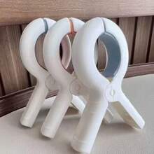 6/12pcs Beach Towel Clips, Heavy Duty Plastic Clothespins, Blanket Drying Clips, Windproof Clips, Home Supplies - White and Yellow - View 7