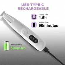 Conduroma Rechargeable Pet Nail Trimmer For Dogs & Cats - Low Noise Pet Clipper Scissors With LED Light, 18mm Wide Blade For Trimming Nails, Eyes, Ears And Face - White - View 4