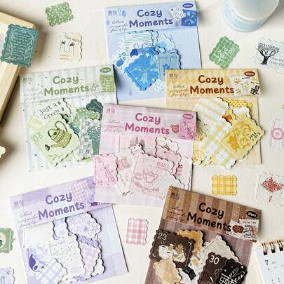  Etori Life “温馨时刻”系列复古暖心邮票贴纸，20张INS风格装饰小图案，适用于笔记本、笔记本电脑、手机、行李箱、办公用品、学生礼物、手工DIY、文具、派对装饰、送朋友的礼物、返校季、卡片制作等。