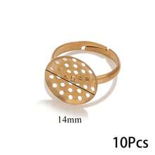 10 Piece Stainless Steel Adjustable Blank Ring Base Fits 12mm-20mm Cabochon Setting Tray DIY Jewelry Accessories Rings - Golden 1 - View 10
