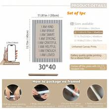 1幅帆布防水正能量励志海报，适用于儿童房装饰，带框墙画，激励人心的印刷品，适合婴儿房、游戏室、幼儿房，波西米亚风格婴儿房装饰 - 彩色 - 查看 16