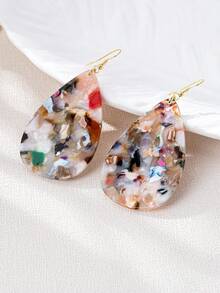 1 par de pendientes de gota de agua de acrílico extra grandes y coloridos de moda para mujeres, adecuados para la temporada de bodas/festivales de música - vistoso - Ver 3
