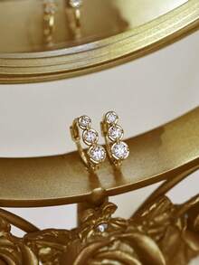 1 Pair Fashion S925 Silver Zirconia Minimalist Elegant Versatile Hoop Earrings, Gift For Women, New Arrival - Arc 1 - View 4