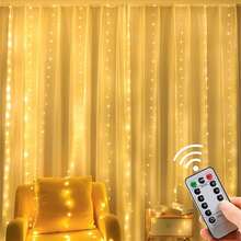 1 Peça Luzes de Cortina de Corda LED Alimentadas por USB, 8 Modos de Luzes de Atmosfera para Casamento, Festa de Aniversário, Quarto, Sala de Estar, Decoração de Janela, Iluminação Interna de Feriados (Pilhas do Controle Remoto Não Incluídas) - Luz de cortina USB - Visão 3
