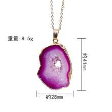 1pc Natural Quartz Crystal Slice Pendant, Asymmetrical Agate Slice Pendant With Gold Plated Edge, Jewelry - Gold Cave Pendant - View 4