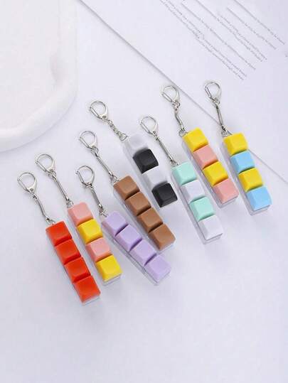 1pc Finger Stress Key Chain Toys, Keychains Sensory Toys Fidget Toy Stress Relief Finger Toys, A Fidget Toy With Sound Effects, A Stress Reliever, And A Bright And Beautiful Macaron Color,Hobby Collectible Party Supplies, Creative Toys For Teens, Stress Relief For Teens (Color Random).