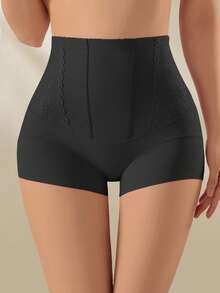 Pantalones moldeadores sin costuras de cintura alta para mujer, leggings de control de abdomen - Negro - Ver 4