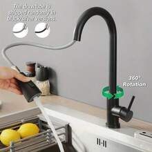 Single Handle High Arc RV Kitchen Faucet With Pull Down Sprayer Stainless Steel Kitchen Sink Faucet Laundry Rv Bar Kitchen Sink Faucet Kitchen Accessories RV Kitchen Faucets Silver Black - Silver - View 2