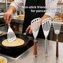 单包装不锈钢翻铲，带人体工学手柄和沥水孔 – 可放入洗碗机清洗的厨房翻铲，适用于烹饪、烘焙、烧烤、露营 – 节省空间，带挂钩 - 彩色 - 查看 4