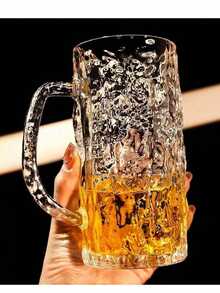 1个装大容量精酿啤酒杯 - 冰川纹理杯，带把手，加厚玻璃 - 家用饮用杯 - 彩色 - 查看 6