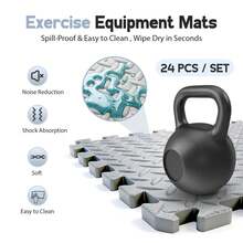 Puzzle Exercise Mat ½ In, EVA Interlocking Foam Floor Tiles For Home Gym, Mat For Home Workout Equipment, Floor Padding For Kidds, Grey, 20 In X 20 In X ½ In, 64 Sq Ft- 24 Tiles - Grey - View 4