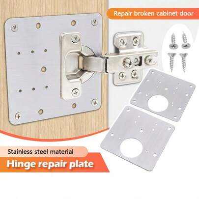 6 Set Stainless Steel Cabinet Door Hinge Repair Plates Stainless Steel Cabinet Door Hinges Plate With Screws