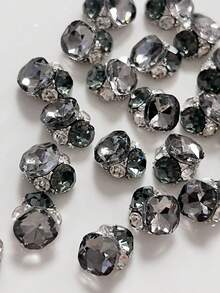 10/5PCS Rhinestones Kuku Berkilau Paduan Logam yang Ditumpuk – Hiasan Kuku Bling 3D Aneka Warna untuk Seni Kuku Akrilik, Dekorasi Manikur DIY Kuku - MultiWarna - View 5