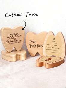 Caja de almacenamiento de dientes personalizada - Caja coleccionadora de dientes con nombre/fecha // - Caja de almacenamiento de dientes para bautizo, cumpleaños y regalos de fiesta (etiqueta con nombre personalizado y patrón de ángel) Funcional, decorativa, con letras, de moda, moderna, colorida, linda, casual, personalizada, única, para hijo, hija Vuelta al colegio - Multicolor - Ver 1